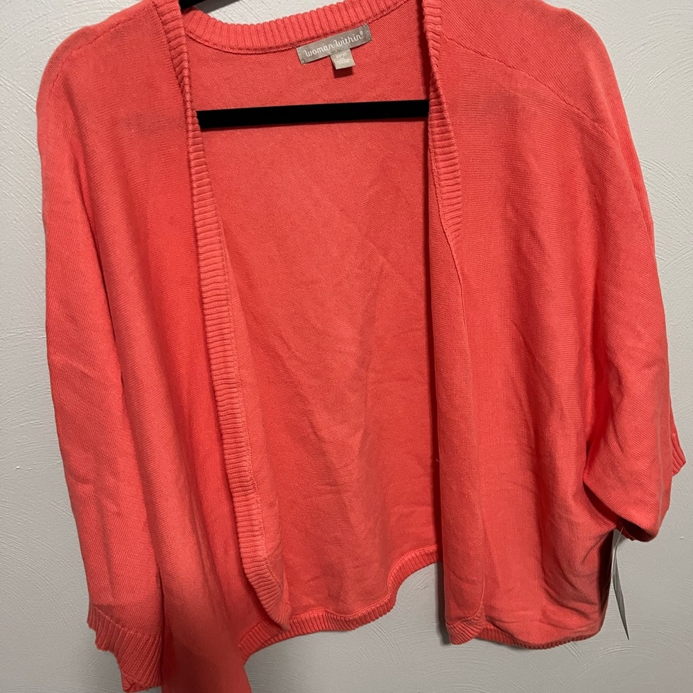 NWT Woman Within Pink Cardigan Sweater Lightweight Open-Front